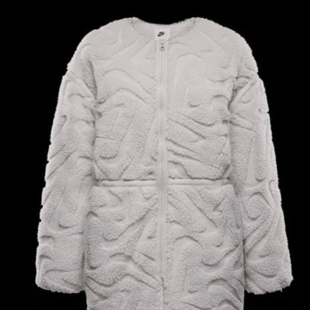 Nike Women's Sportswear Loose High Pile Allover Swoosh Bear Jacket
